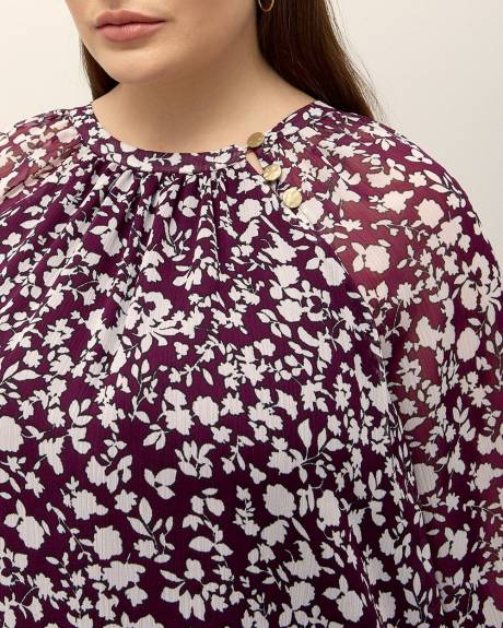 Floral Swing Blouse with Raglan Sleeves