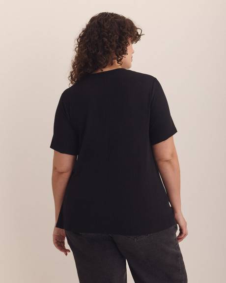 Ribbed Short-Sleeve Swing Top