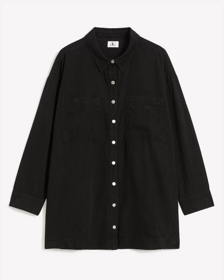 Denim Buttoned Down Tunic Shirt