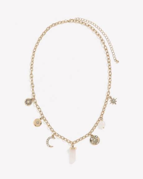 Collier court doré vieilli avec breloques