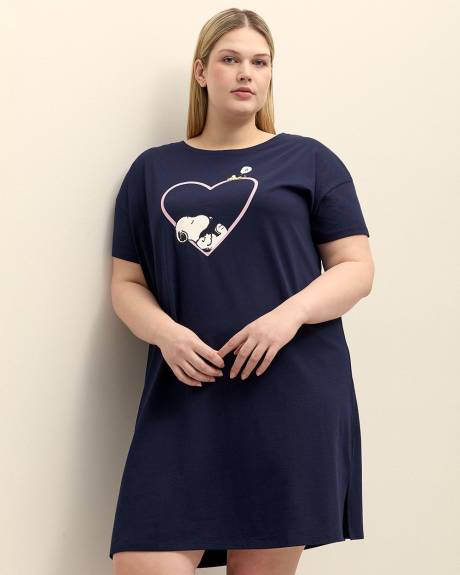 Chemise de nuit bleue à manches courtes avec imprimé de Snoopy - ti Voglio