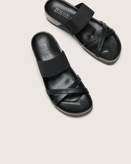 Wide Width, Slide Sandals with Straps - Italian Shoemakers | Penningtons