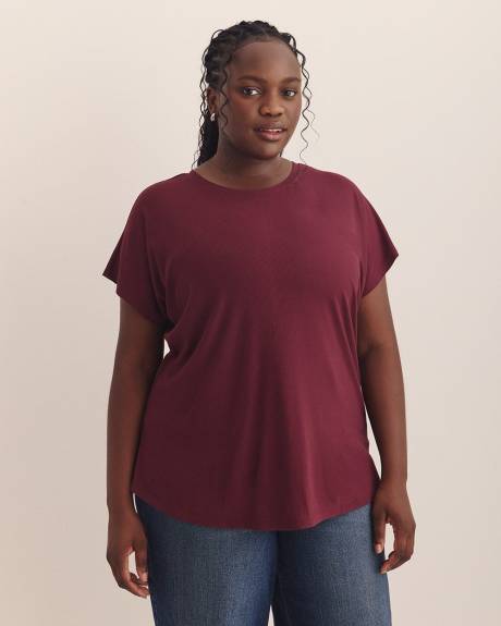 T-shirt côtelé à petites manches, coupe moderne - Essentiels PENN.