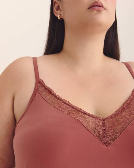 Satin Nightgown with Lace and Built-In Bra - Déesse Collection