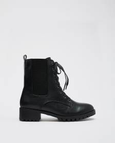 Extra Wide Width Black Combat Ankle Boot Penningtons