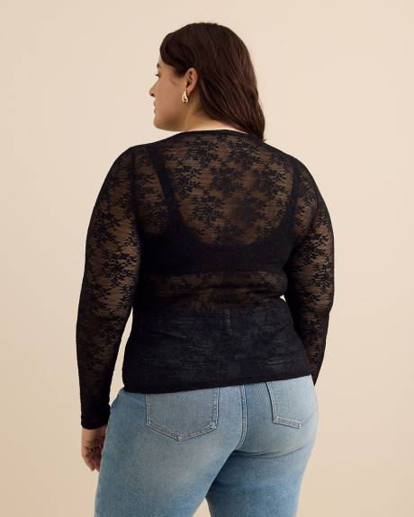 Haut en dentelle &agrave; manches longues - Addition Elle