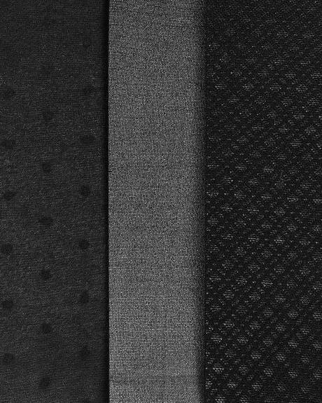 Chaussettes cheville en nylon noires, ens. de 3