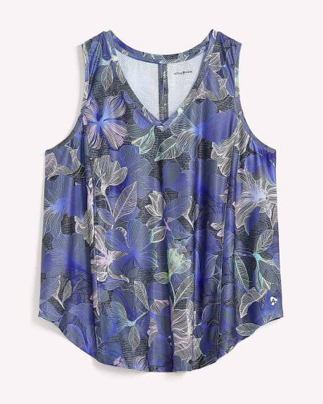 Printed Tank Top with Keyhole Back Detail - Active Zone