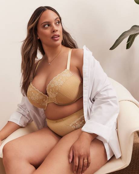 Soutien-gorge pigeonnant brodé à pois, avec armatures - Déesse Collection