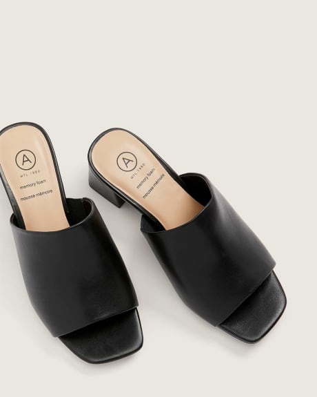 Wide-Fit Solid Block Heel Slide Sandals - Addition Elle | Penningtons