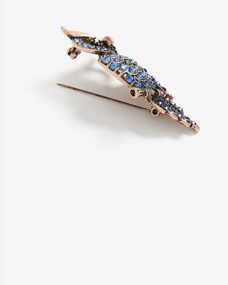 Owl Brooch with Rhinestones