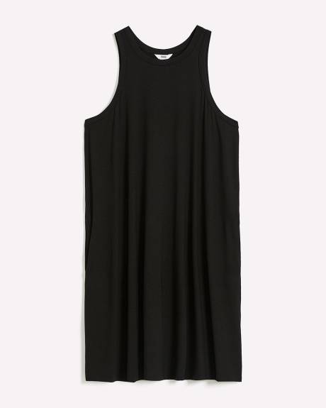 Robe évasée sans manches avec col rond, tissu responsable