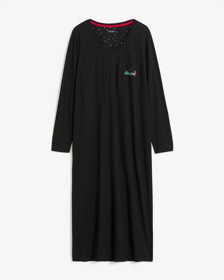 Black Long Cotton Sleepshirt - ti Voglio
