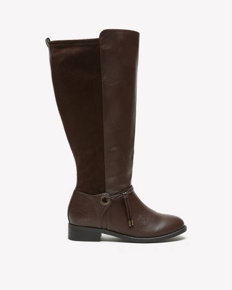 Extra Wide Width, Tall Faux Leather Boot with Stretch Calf