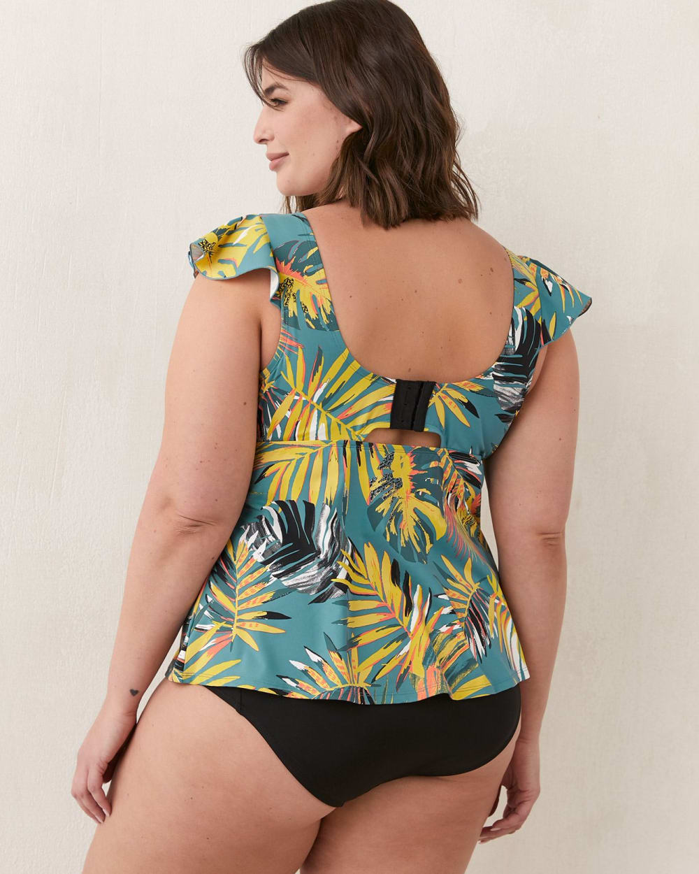 Printed Flutter Sleeve Tankini In Every Story Penningtons