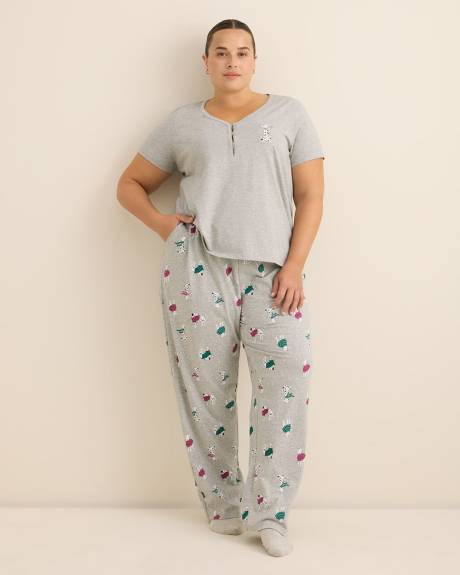 Grey Dalmatian-Print Heather Knit Pyjama Pant - ti Voglio
