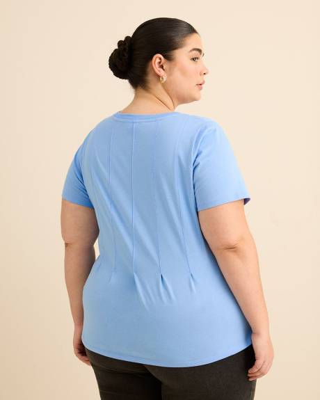 Short-Sleeve Pintuck Knit Top