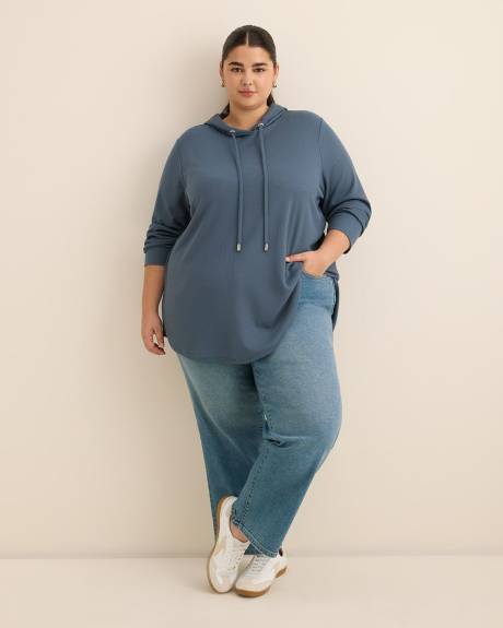 Long-Sleeve Waffle Knit Hoodie