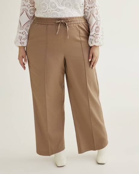 Pantalon à enfiler avec jambe évasée plissée