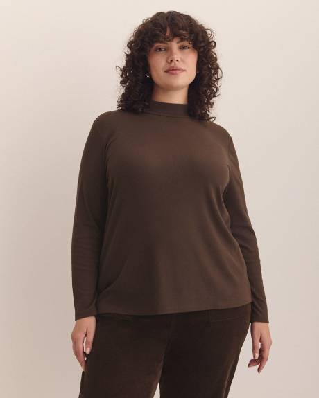 Ribbed Long-Sleeve Mock-Neck Tee - PENN. Essentials