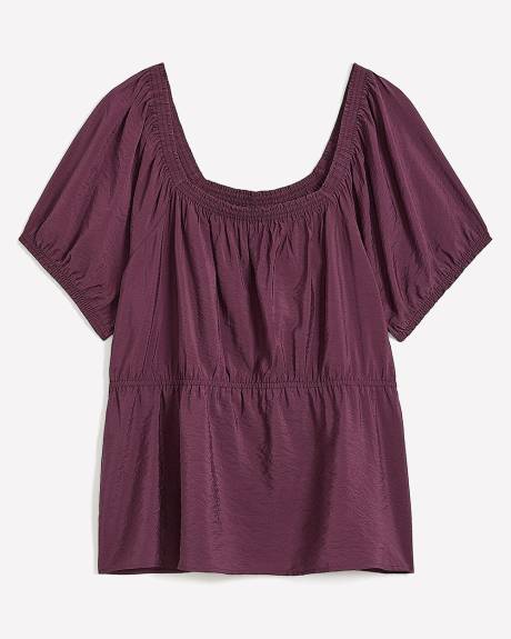 Square Neck with Short Balloon Sleeves Blouse