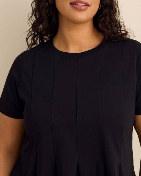 Short-Sleeve Pintuck Knit Top