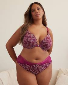 Mesh Front-Closure Plunge Bra with Lace Back - Déesse Collection