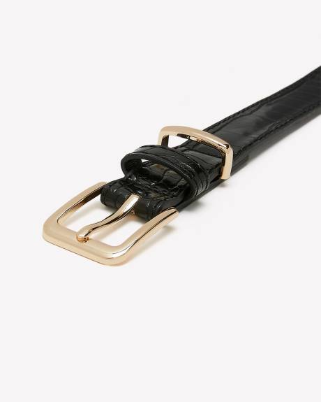 Black Croco-Textured Belt