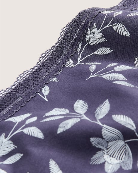 Culottes tanga en microfibre à imprimé floral avec maille à losanges - tiVOGLIO