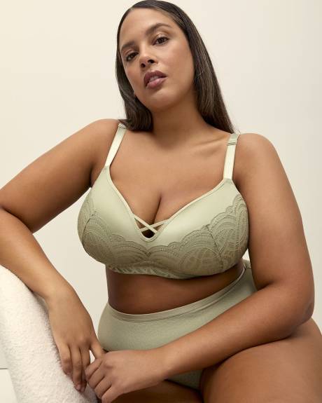 Soutien-gorge pigeonnant avec dentelle, sans armatures - Déesse Collection