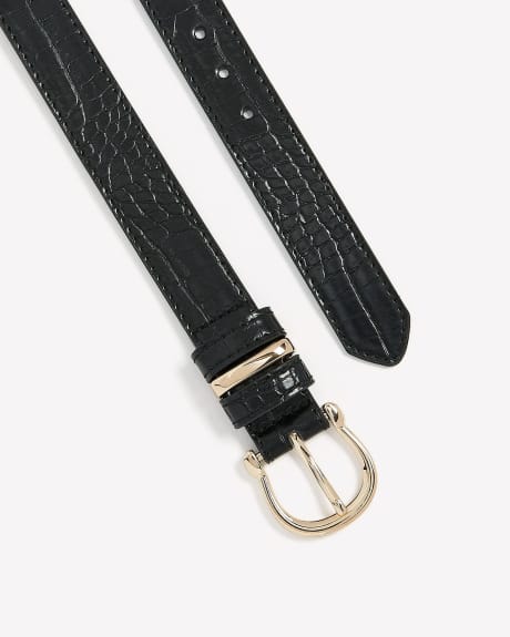 Slim Croco-Textured Belt