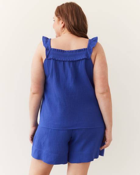 Responsible, Printed Blouse with Elastic Neckline