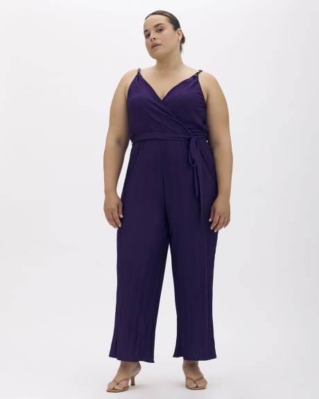 Combinaison plissée sans manches à jambe évasée - Addition Elle