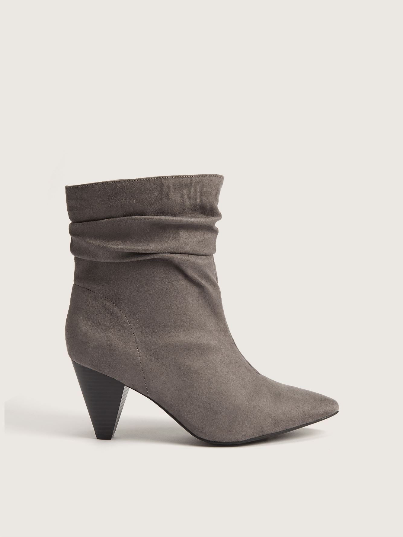 tan ruched ankle boots