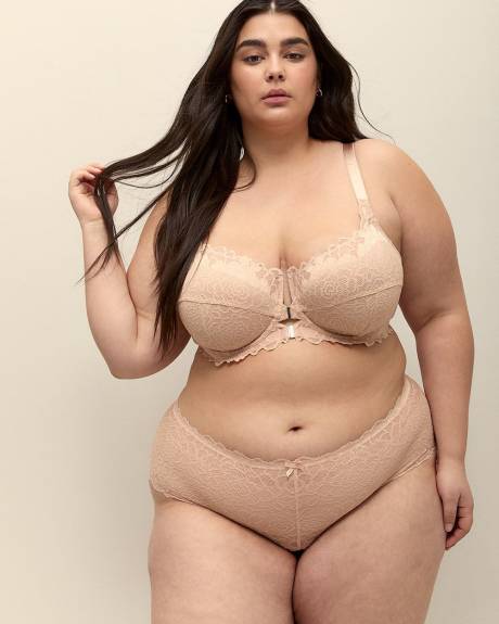 Unlined Front Closure Bra with Lace - Déesse Collection