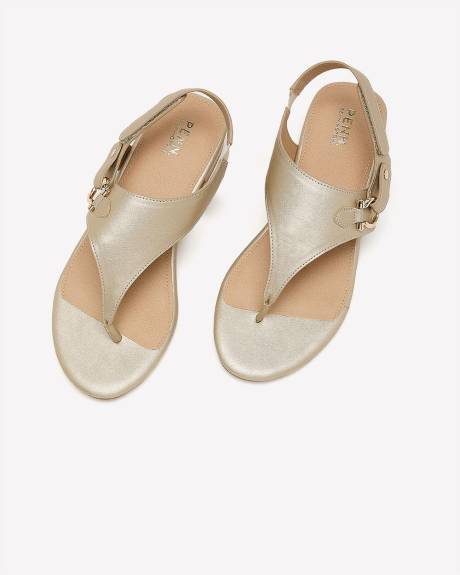 Extra Wide Width, T-Strap Low Block Heel Sandal