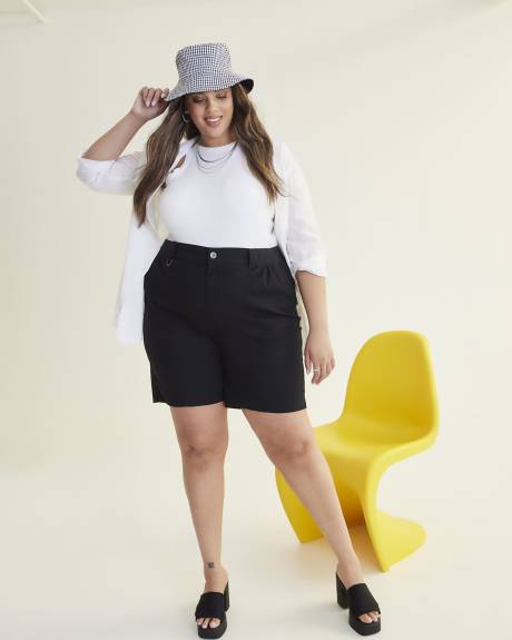 Cotton Cargo Bermuda with Rib Waistband