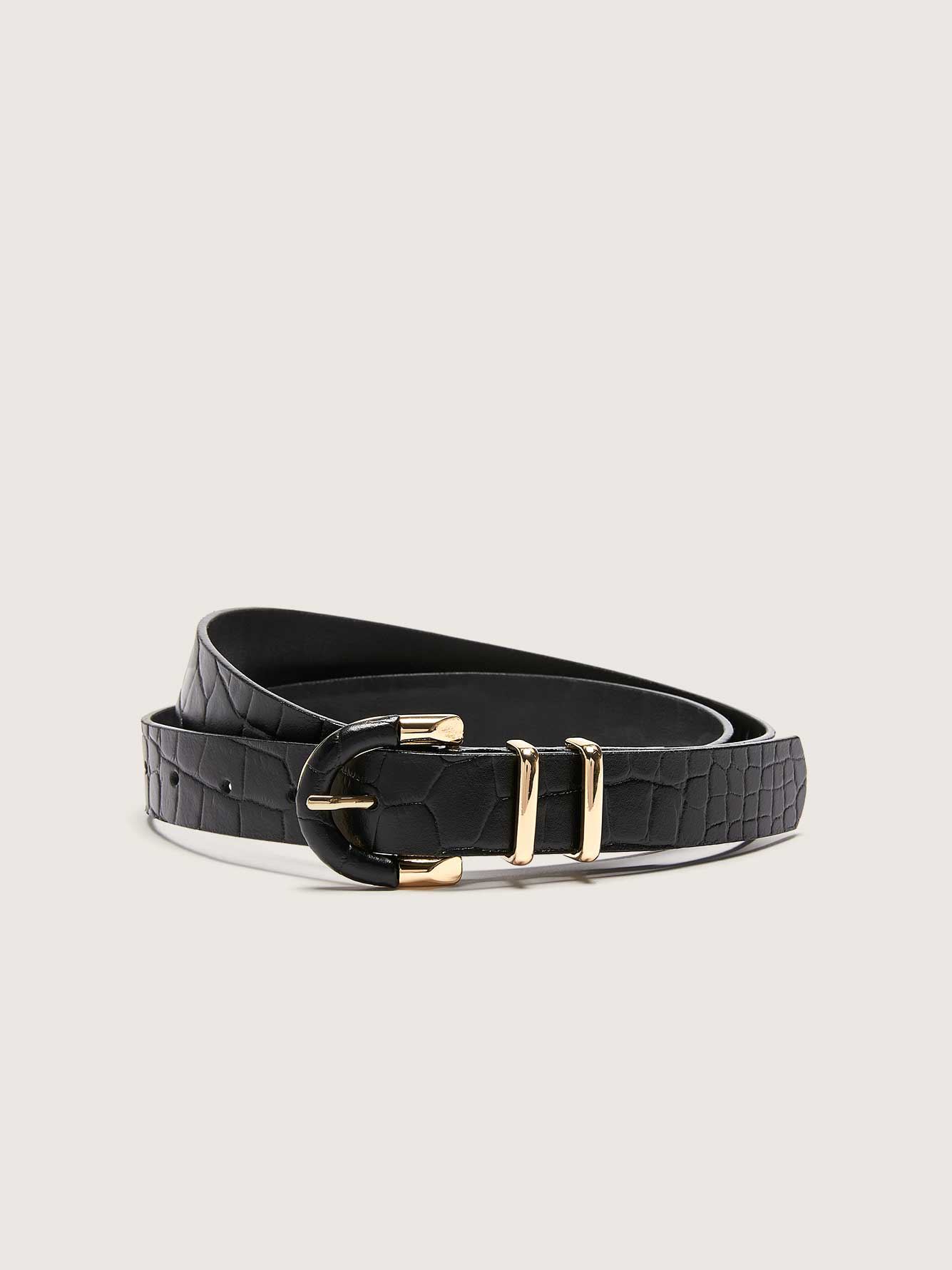 Genuine Leather Belt with Metallic Buckle - Addition Elle | Penningtons