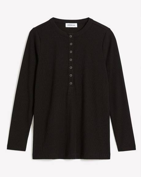 T-shirt côtelé avec col Henley - Addition Elle - Essentiels PENN.