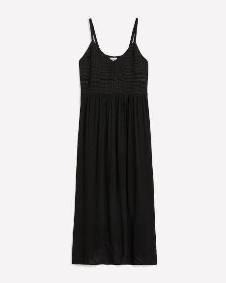 Mixed-Media Crochet Sleeveless Maxi Dress