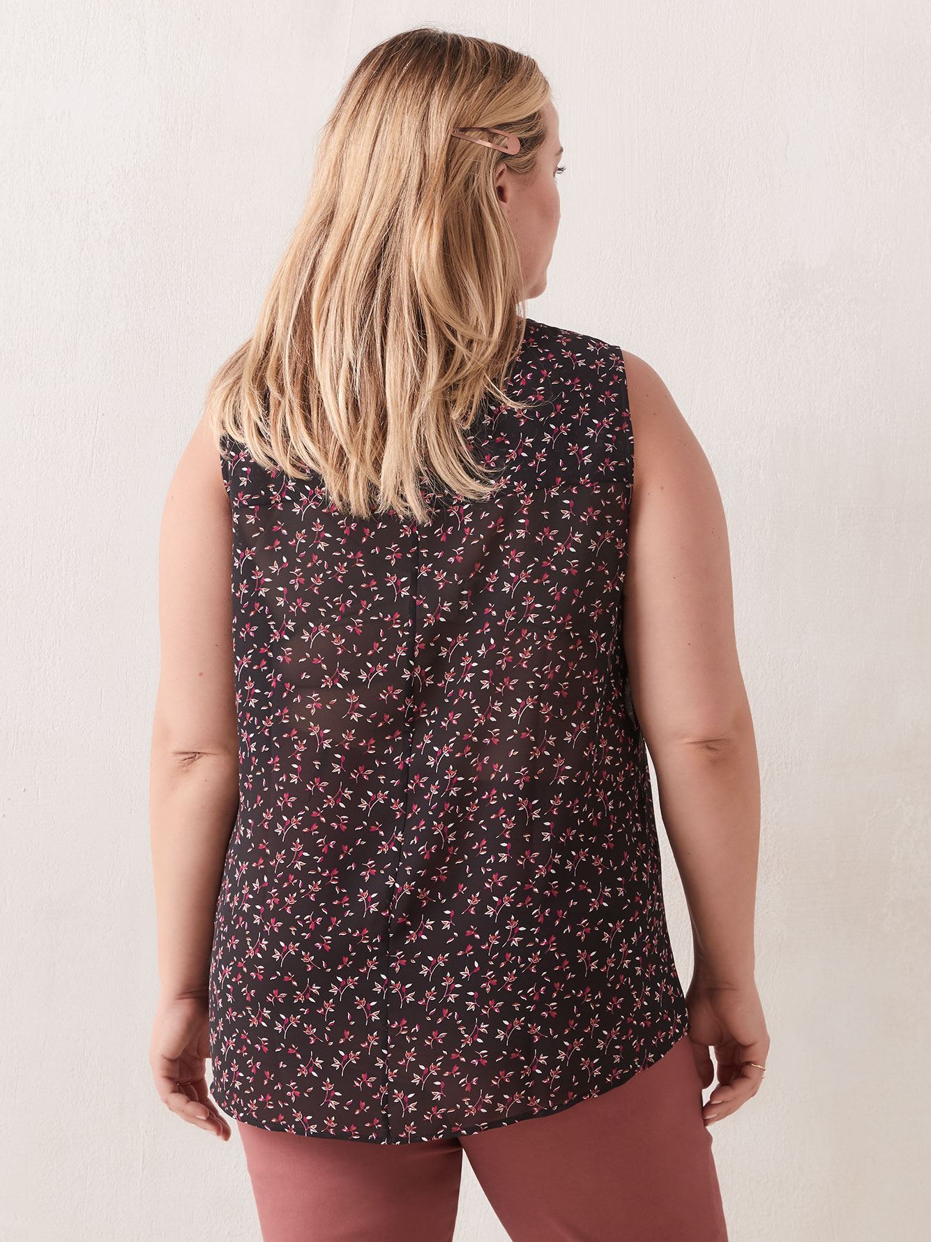 sleeveless pintuck blouse