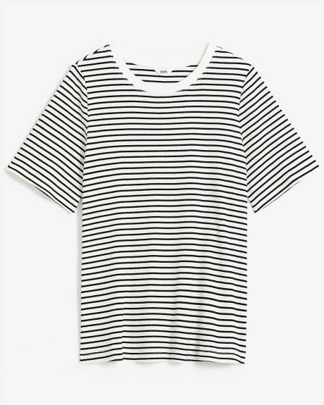 T-shirt en tricot côtelé rayé, coupe galbée - Essentiels PENN.