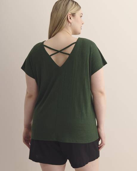 Extended-Sleeve Top with Crisscross Back