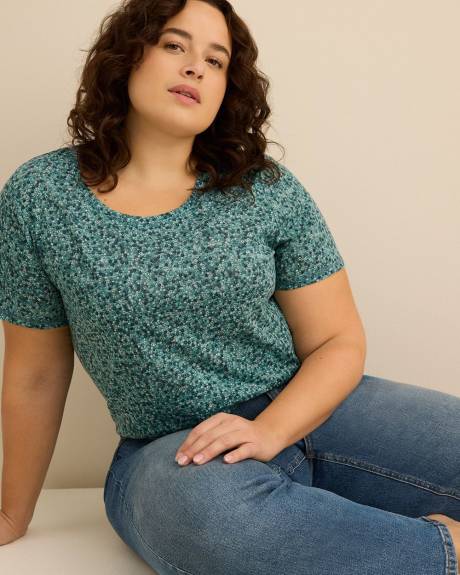 T-shirt imprim&eacute; &agrave; col rond, coupe curvy - Essentiels PENN.