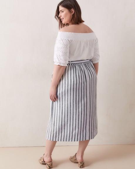 Linen Blend Pull-On Midi Skirt - In Every Story