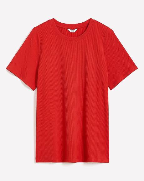 T-shirt à col rond en tricot côtelé, coupe galbée - Essentiels PENN.