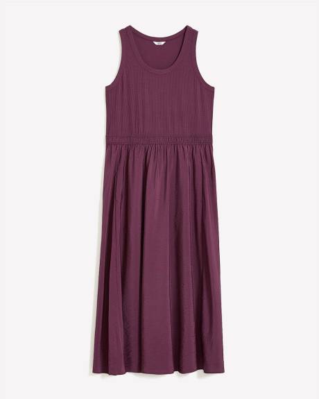 Robe longue évasée sans manches, tissu responsable