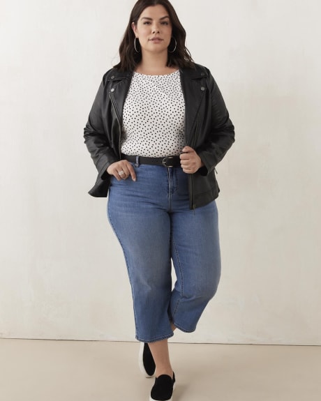 Scoop-Neck Tee with Curved Hem