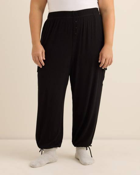 Black Ribbed Cargo Pyjama Pants - ti Voglio