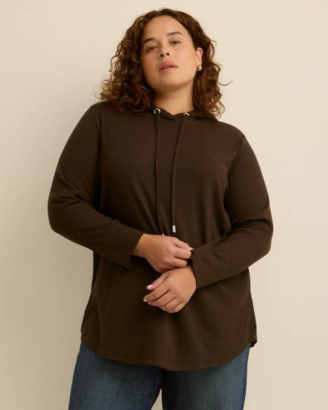 Long-Sleeve Waffle Knit Hoodie